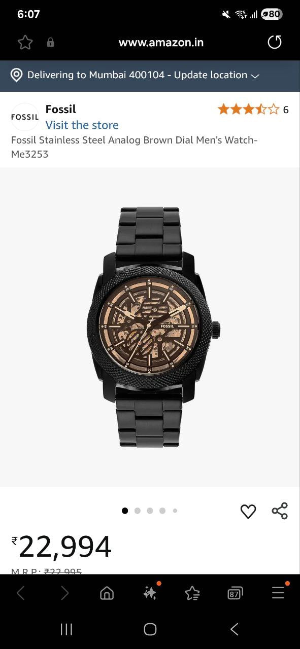 Fossil Men's Machine Automatic Black